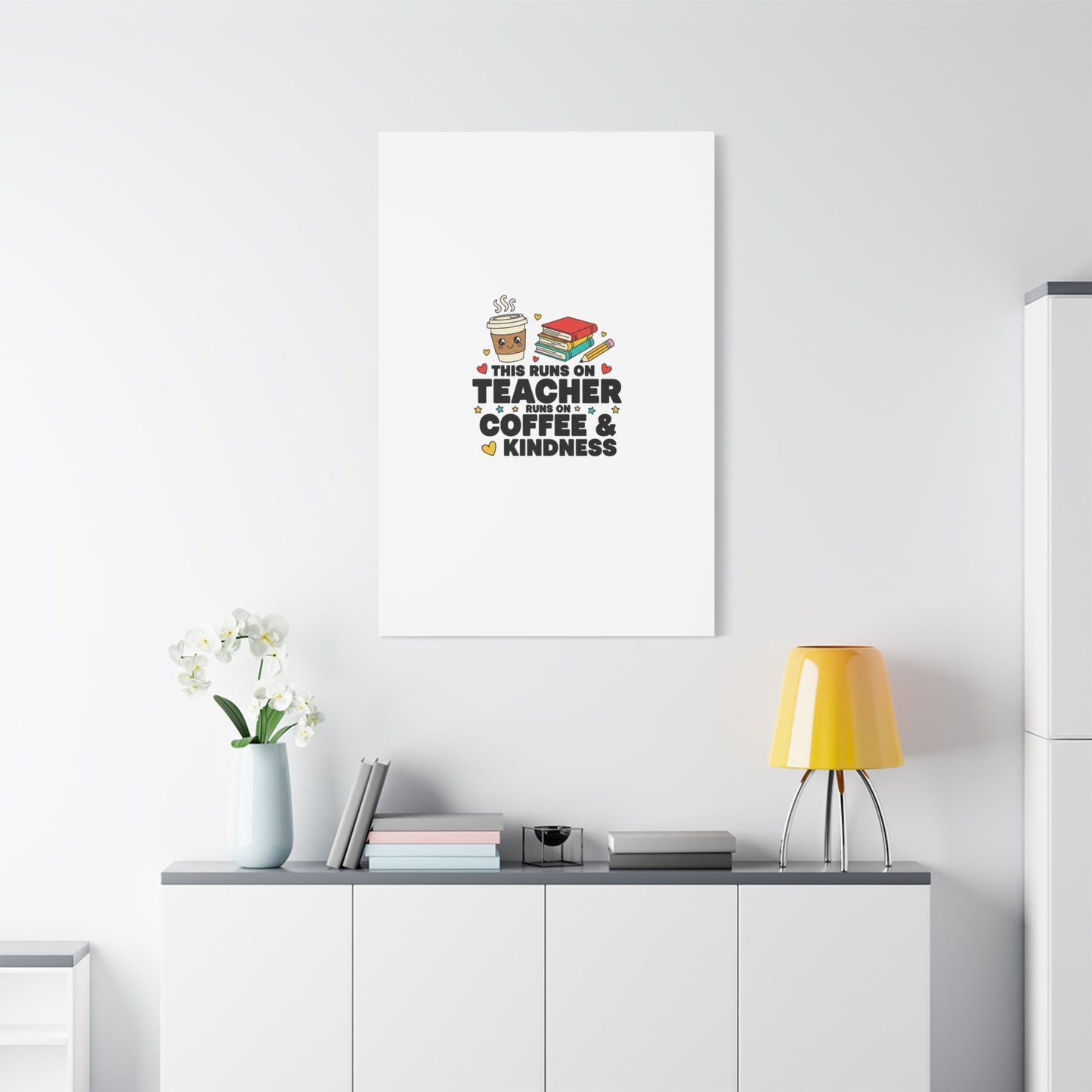 This Runs on Teacher, Coffee & Kindness Canvas | Teacher Appreciation Gifts