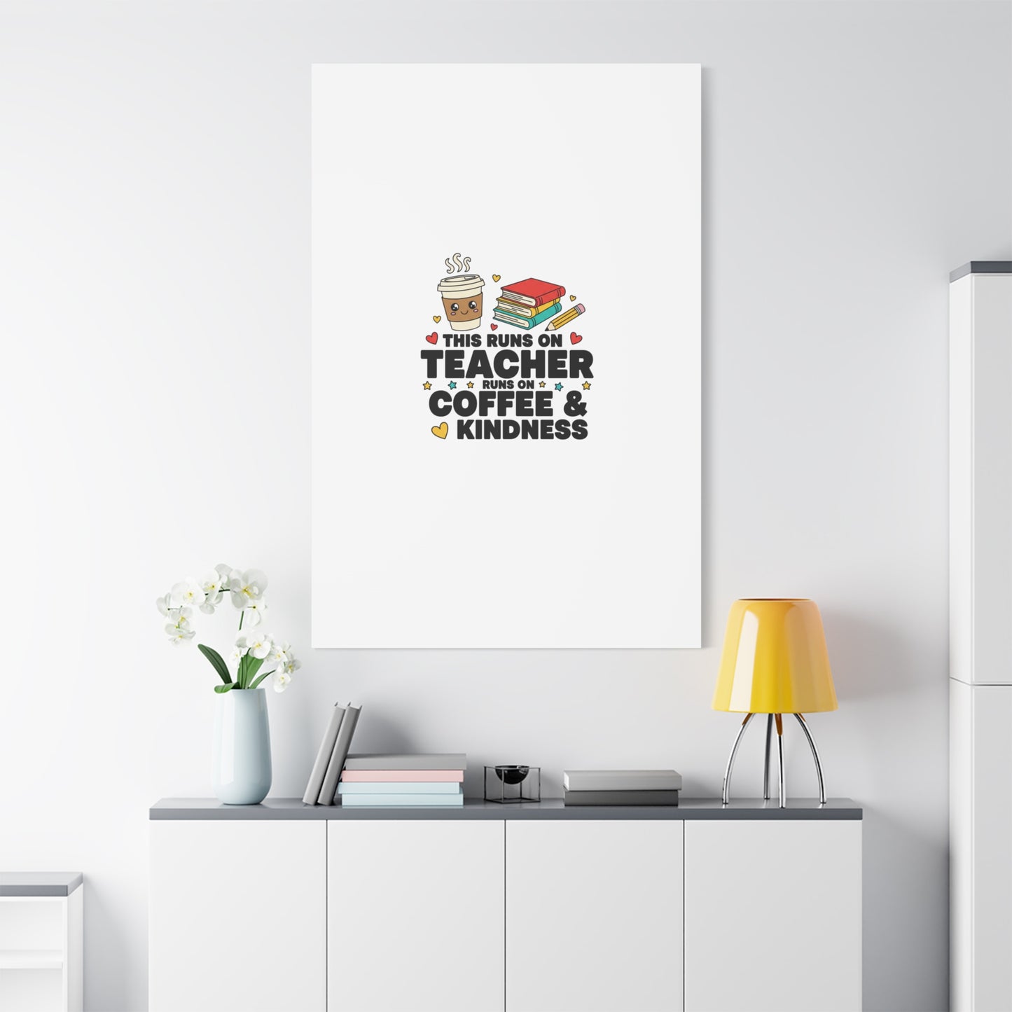 This Runs on Teacher, Coffee & Kindness Canvas | Teacher Appreciation Gifts