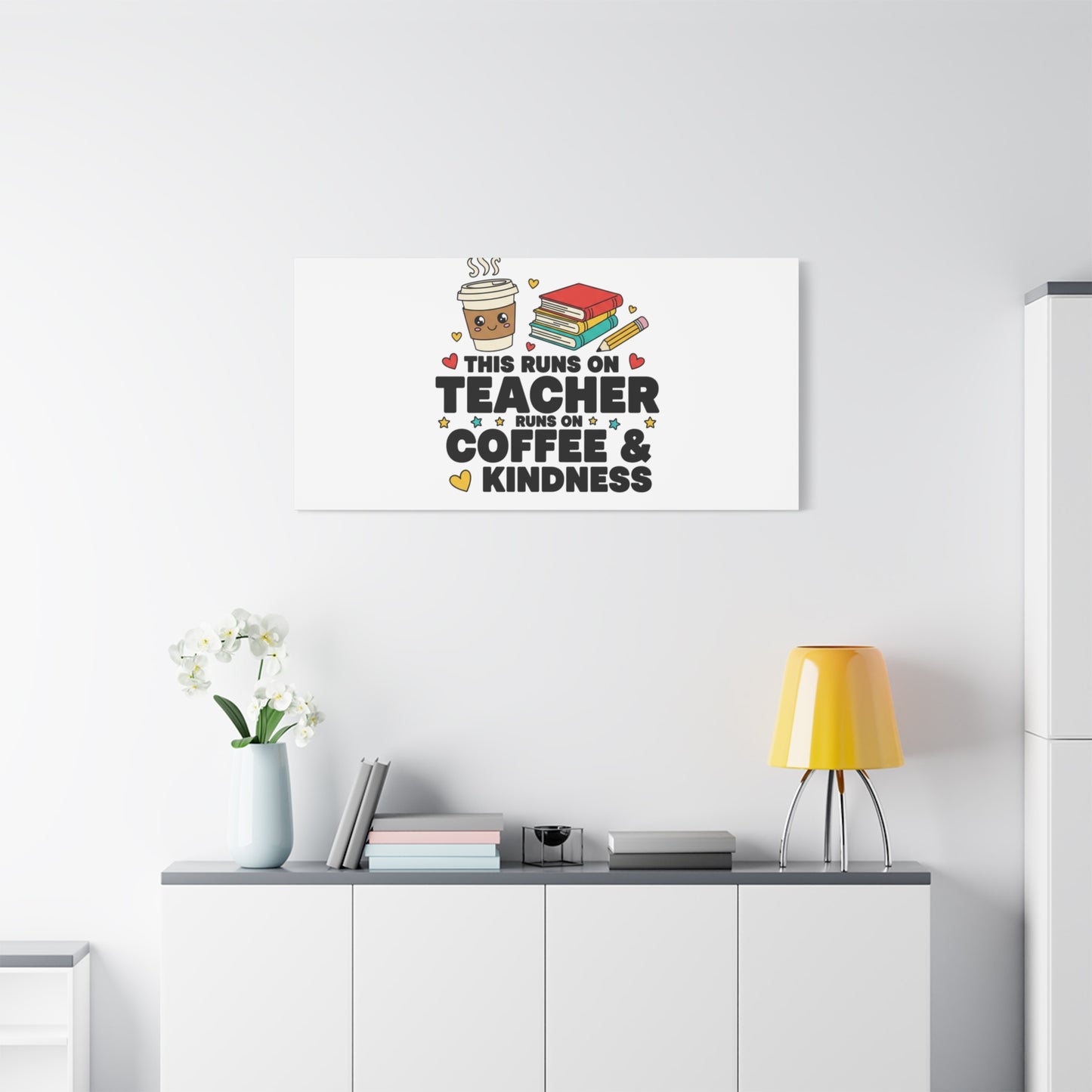 This Runs on Teacher, Coffee & Kindness Canvas | Teacher Appreciation Gifts
