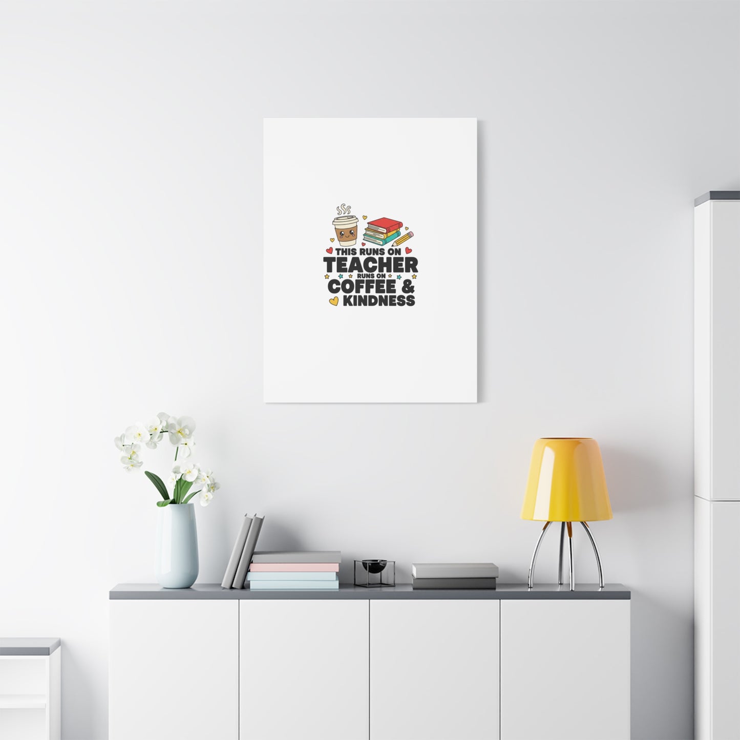 This Runs on Teacher, Coffee & Kindness Canvas | Teacher Appreciation Gifts