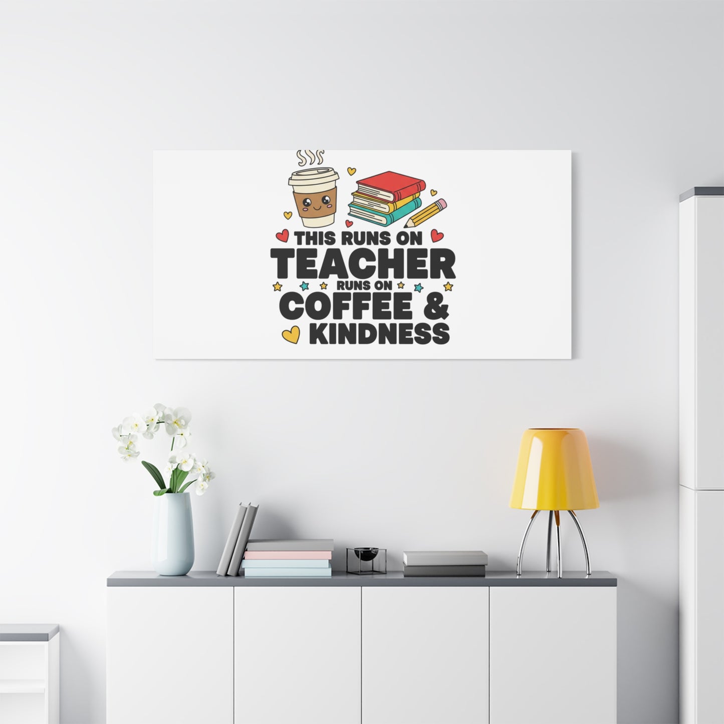 This Runs on Teacher, Coffee & Kindness Canvas | Teacher Appreciation Gifts