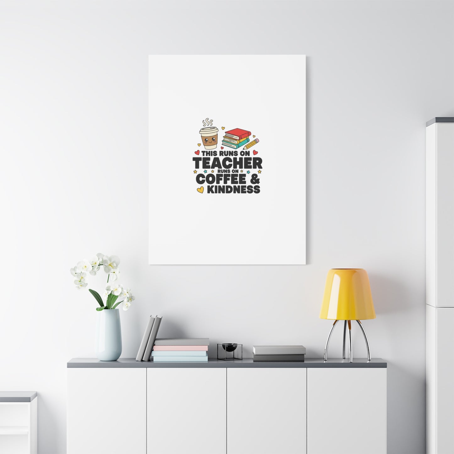 This Runs on Teacher, Coffee & Kindness Canvas | Teacher Appreciation Gifts