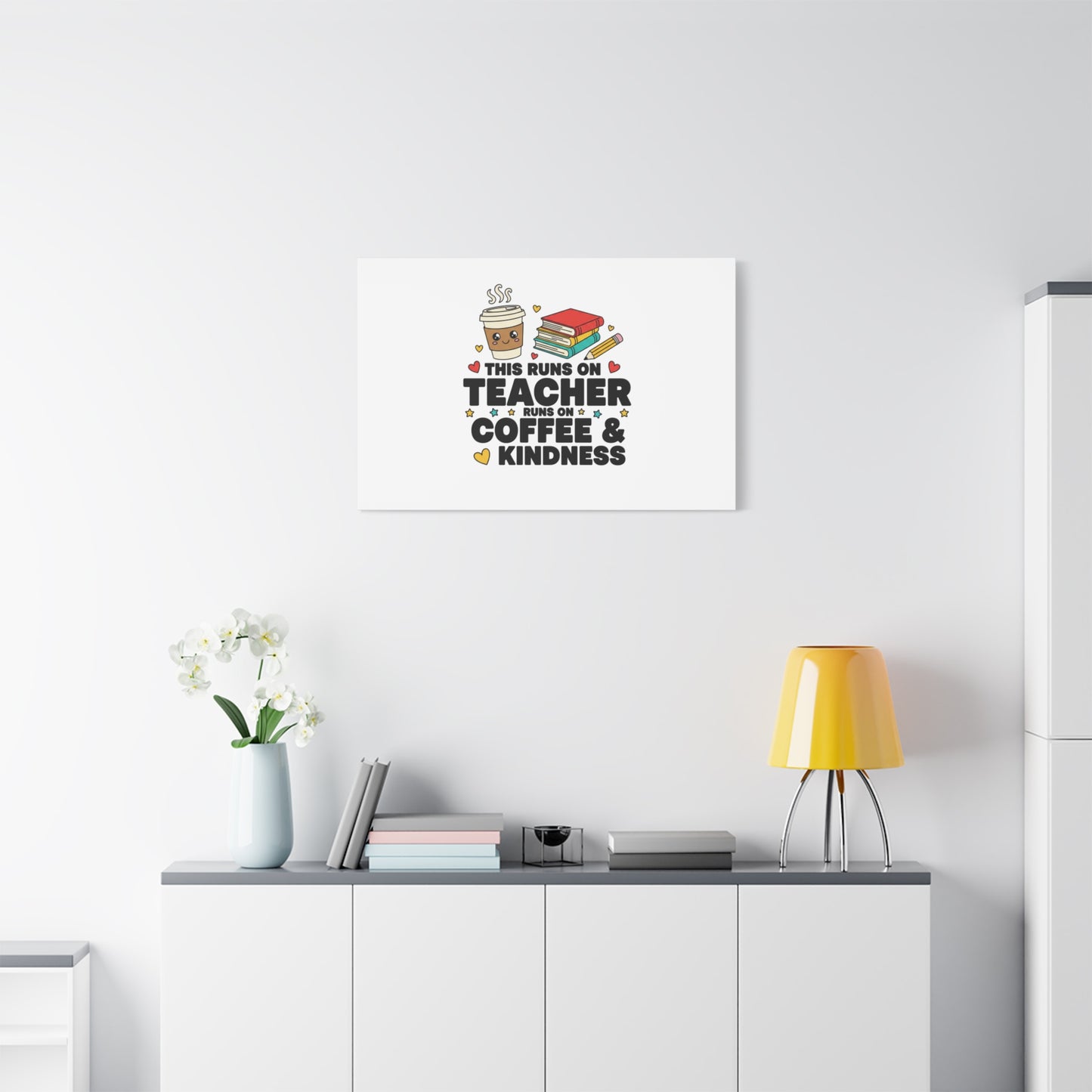 This Runs on Teacher, Coffee & Kindness Canvas | Teacher Appreciation Gifts