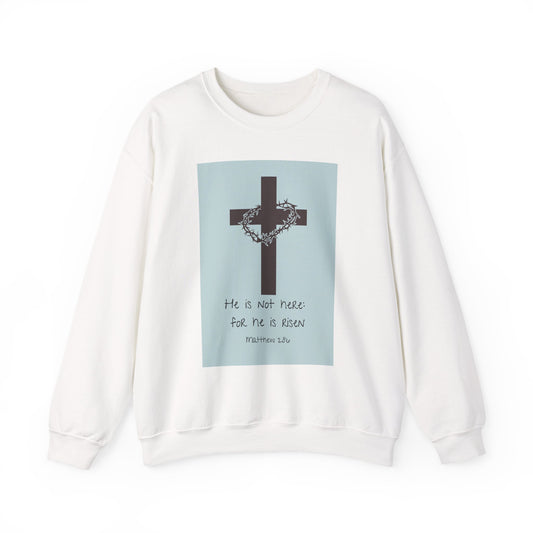 He Is Risen Crewneck Sweatshirt — Christian Cross Easter Pullover