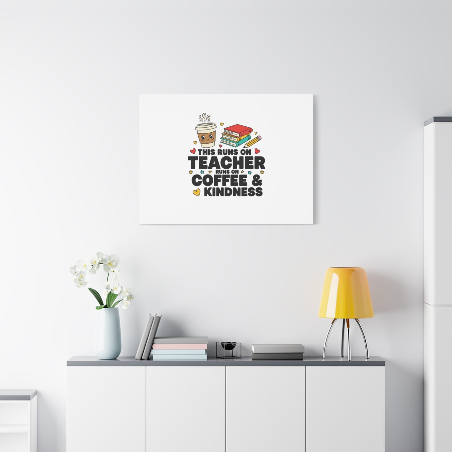 This Runs on Teacher, Coffee & Kindness Canvas | Teacher Appreciation Gifts