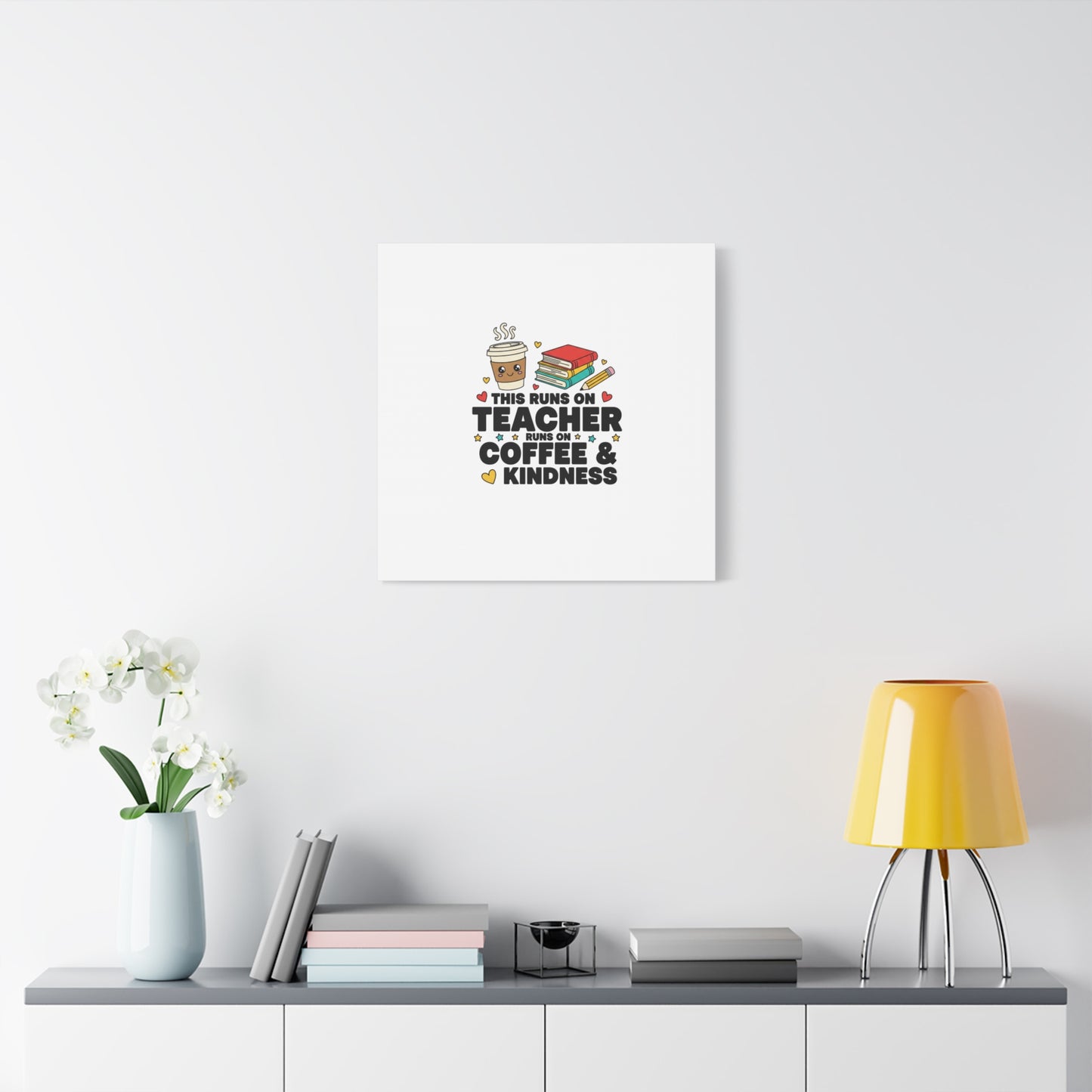 This Runs on Teacher, Coffee & Kindness Canvas | Teacher Appreciation Gifts