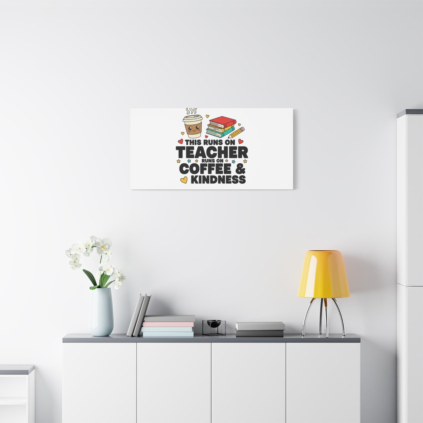 This Runs on Teacher, Coffee & Kindness Canvas | Teacher Appreciation Gifts