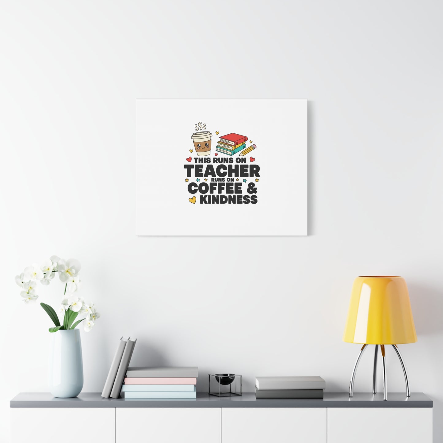 This Runs on Teacher, Coffee & Kindness Canvas | Teacher Appreciation Gifts