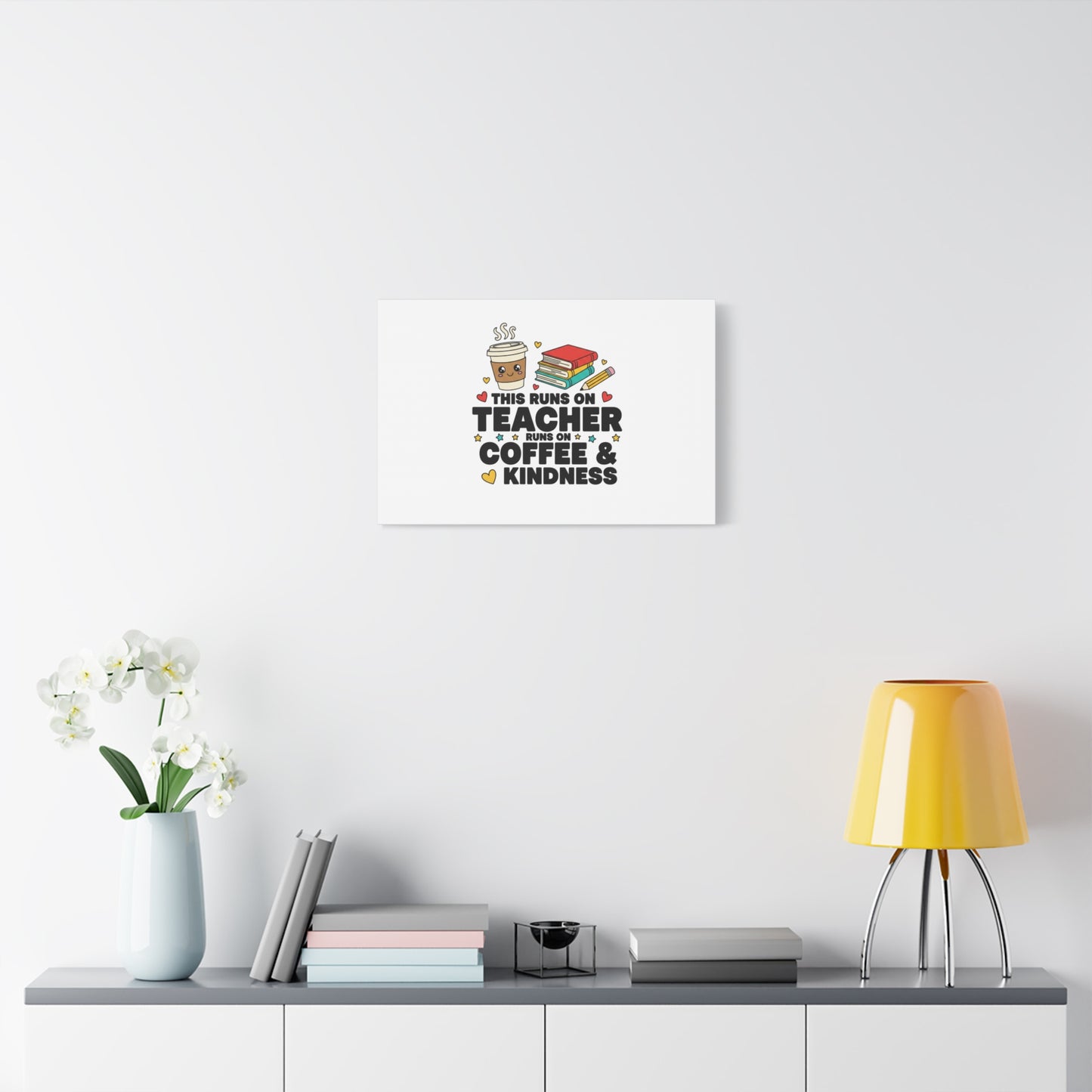 This Runs on Teacher, Coffee & Kindness Canvas | Teacher Appreciation Gifts