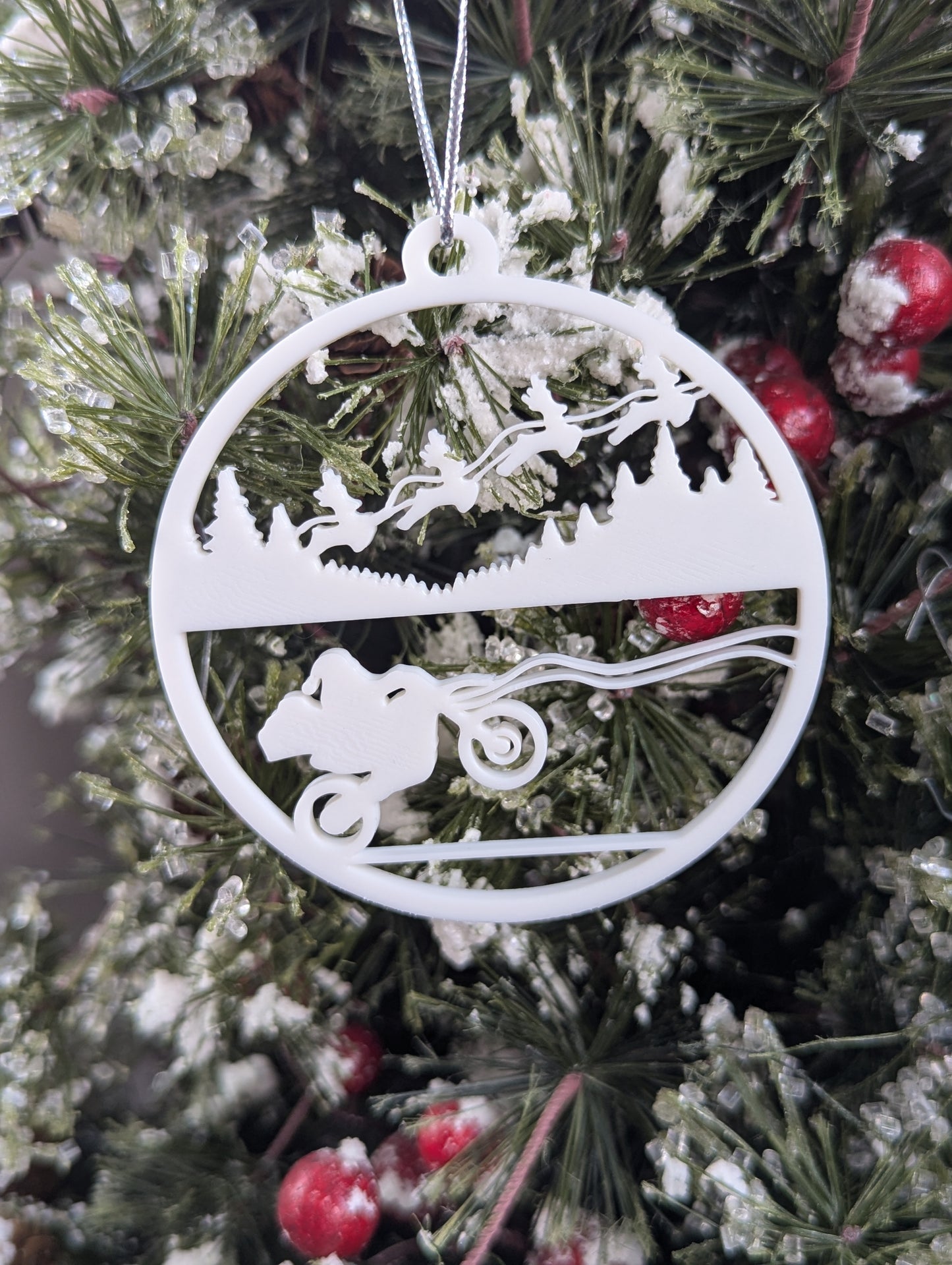 Set of 5 3D Printed Motor Sport Santa Ornaments – Unique Christmas Decoration for Tree & Holiday Decor