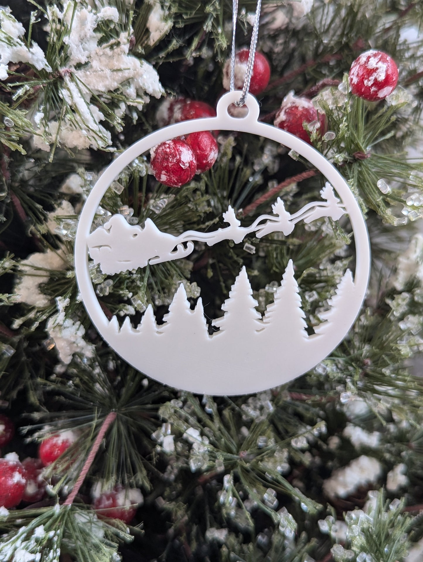 Set of 5 3D Printed Motor Sport Santa Ornaments – Unique Christmas Decoration for Tree & Holiday Decor