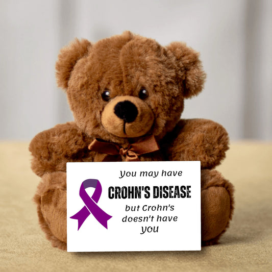 You May Have Crohn's Disease Teddy Bear and Sign in White