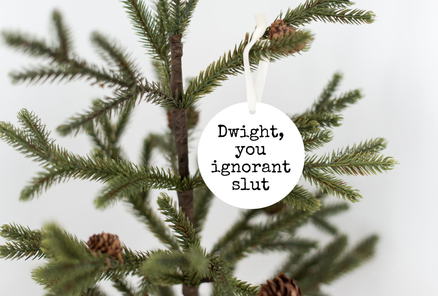 Funny Office-Inspired Christmas Ornament - 'Dwight, You Ignorant Slut' Quote Gift