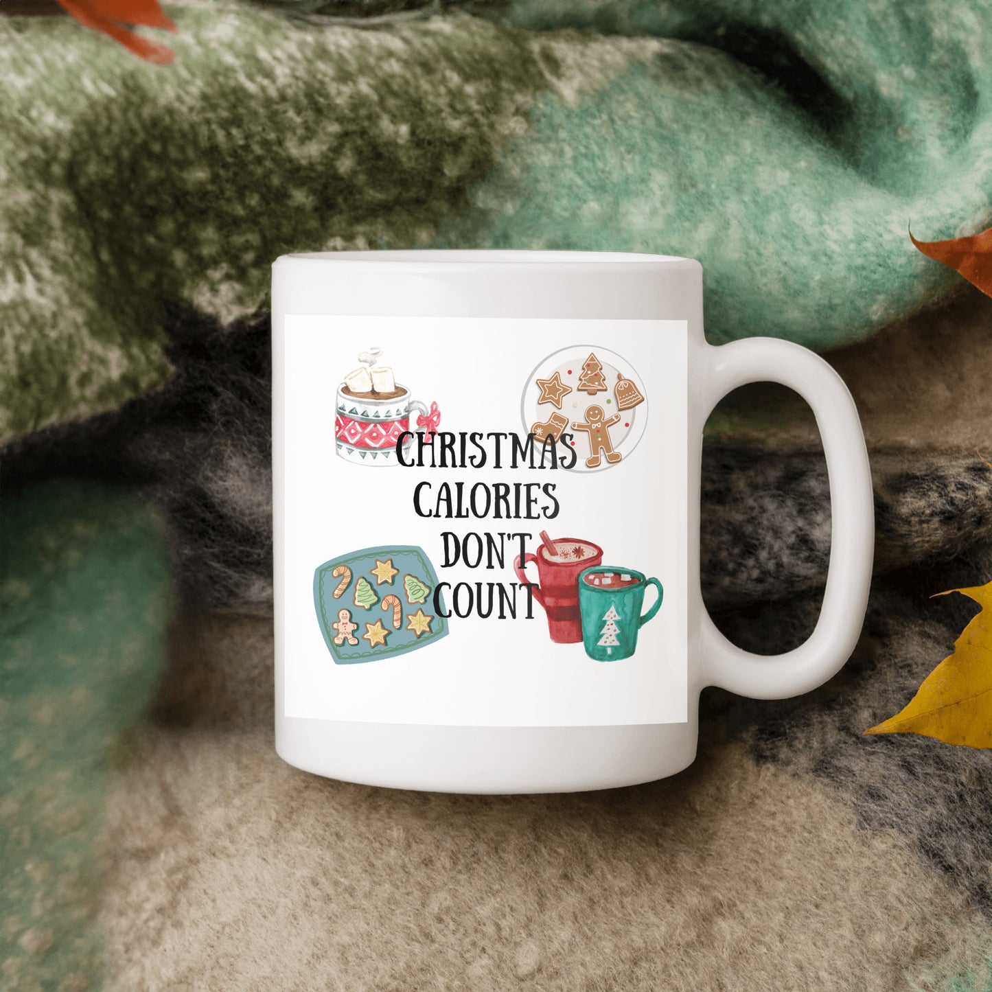 Christmas Calories Don't Count Ceramic Mug- 2 Sizes, Various Colors