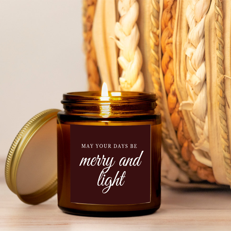 May Your Days Be Merry and Light-- 9 oz Evergreen Candle