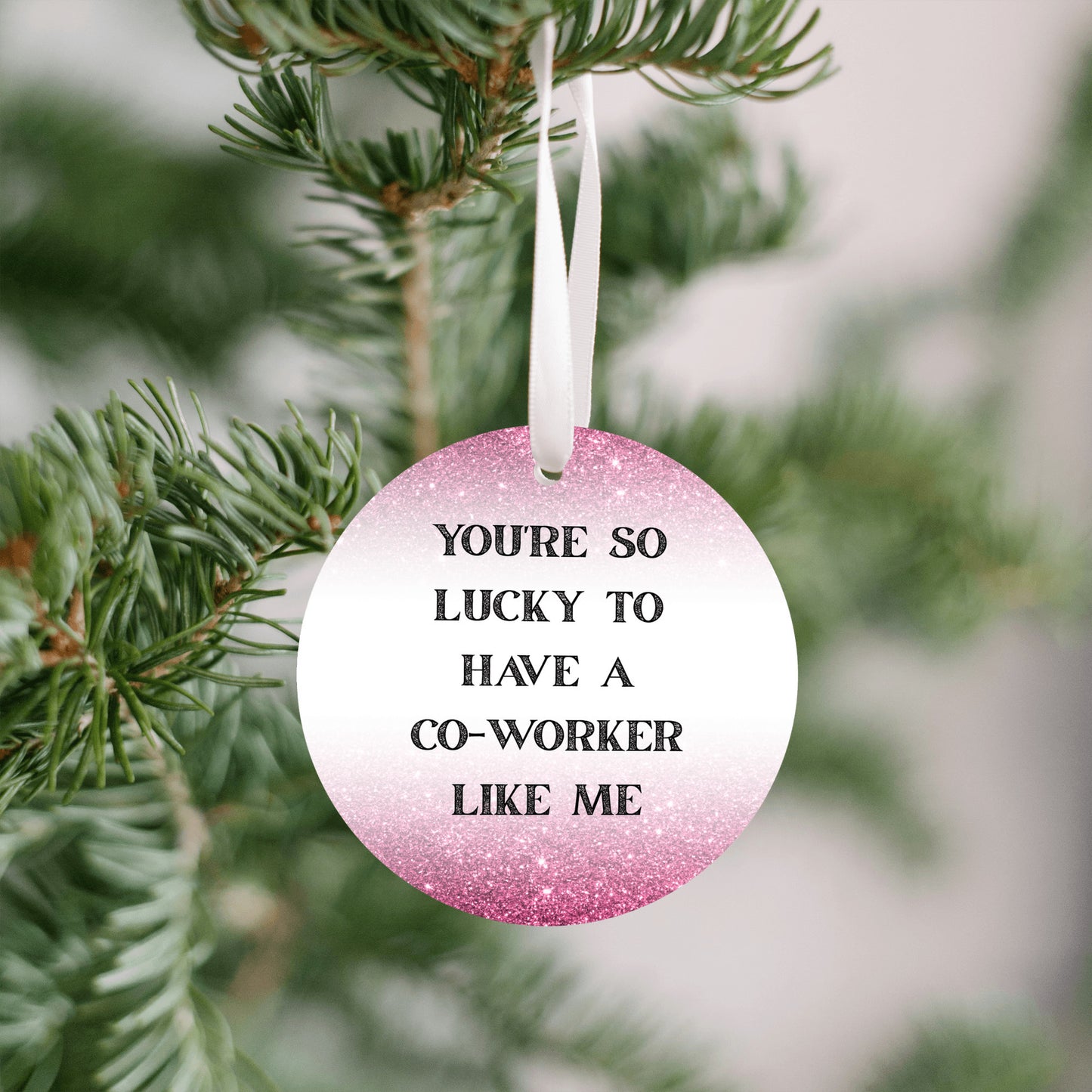 Funny Coworker Gift • Small Round Christmas Ornament • “You’re So Lucky to Have a Coworker Like Me” • Office Holiday Gift • Secret Santa Present