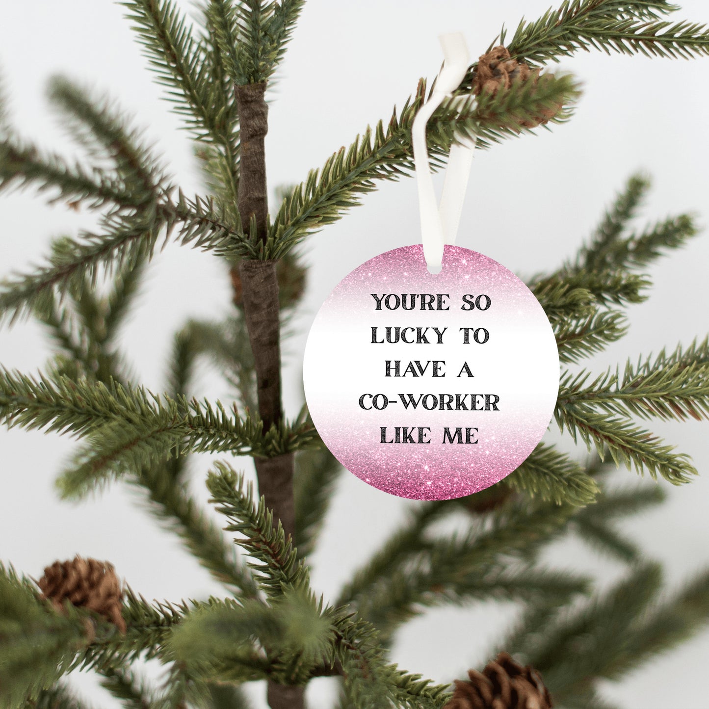 Funny Coworker Gift • Small Round Christmas Ornament • “You’re So Lucky to Have a Coworker Like Me” • Office Holiday Gift • Secret Santa Present