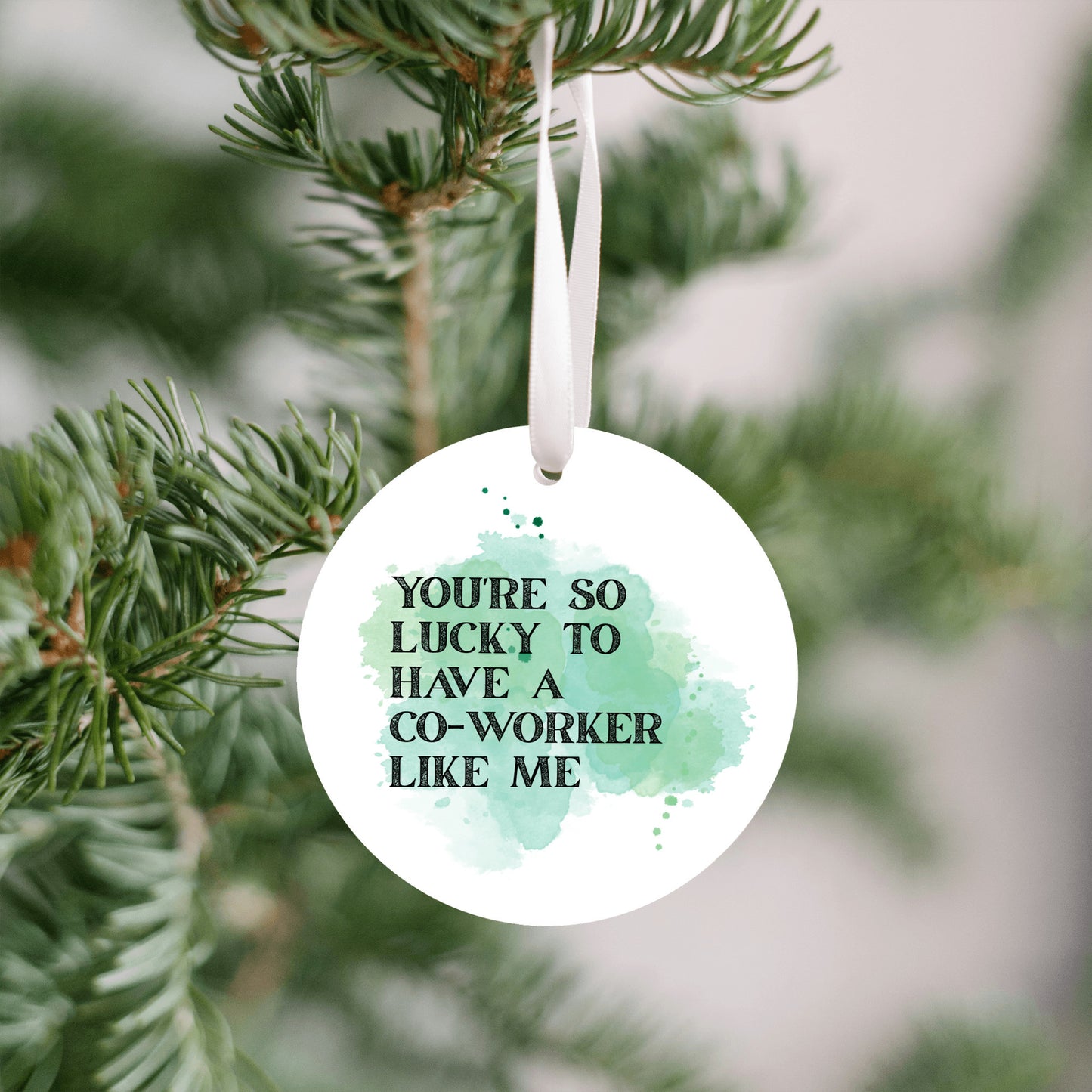 Funny Coworker Gift • Small Round Christmas Ornament • “You’re So Lucky to Have a Coworker Like Me” • Office Holiday Gift • Secret Santa Present