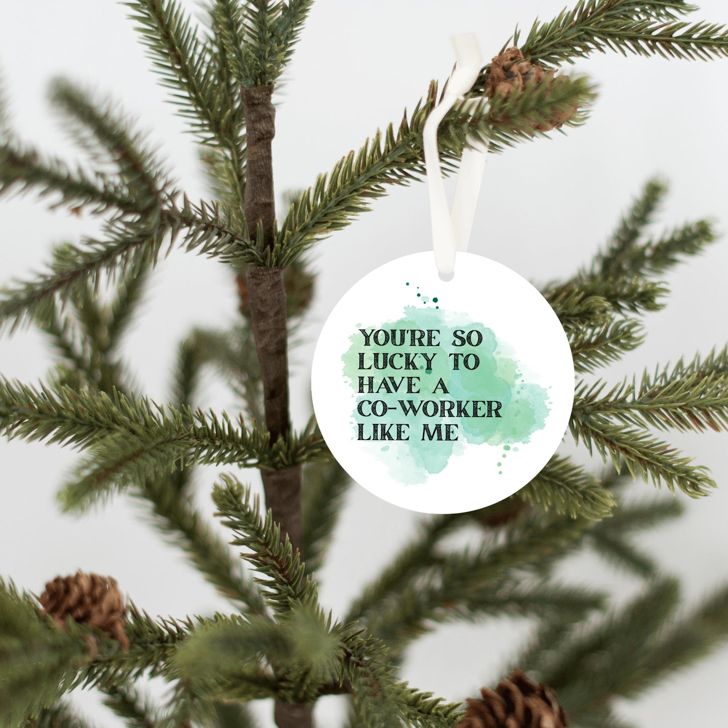 Funny Coworker Gift • Small Round Christmas Ornament • “You’re So Lucky to Have a Coworker Like Me” • Office Holiday Gift • Secret Santa Present