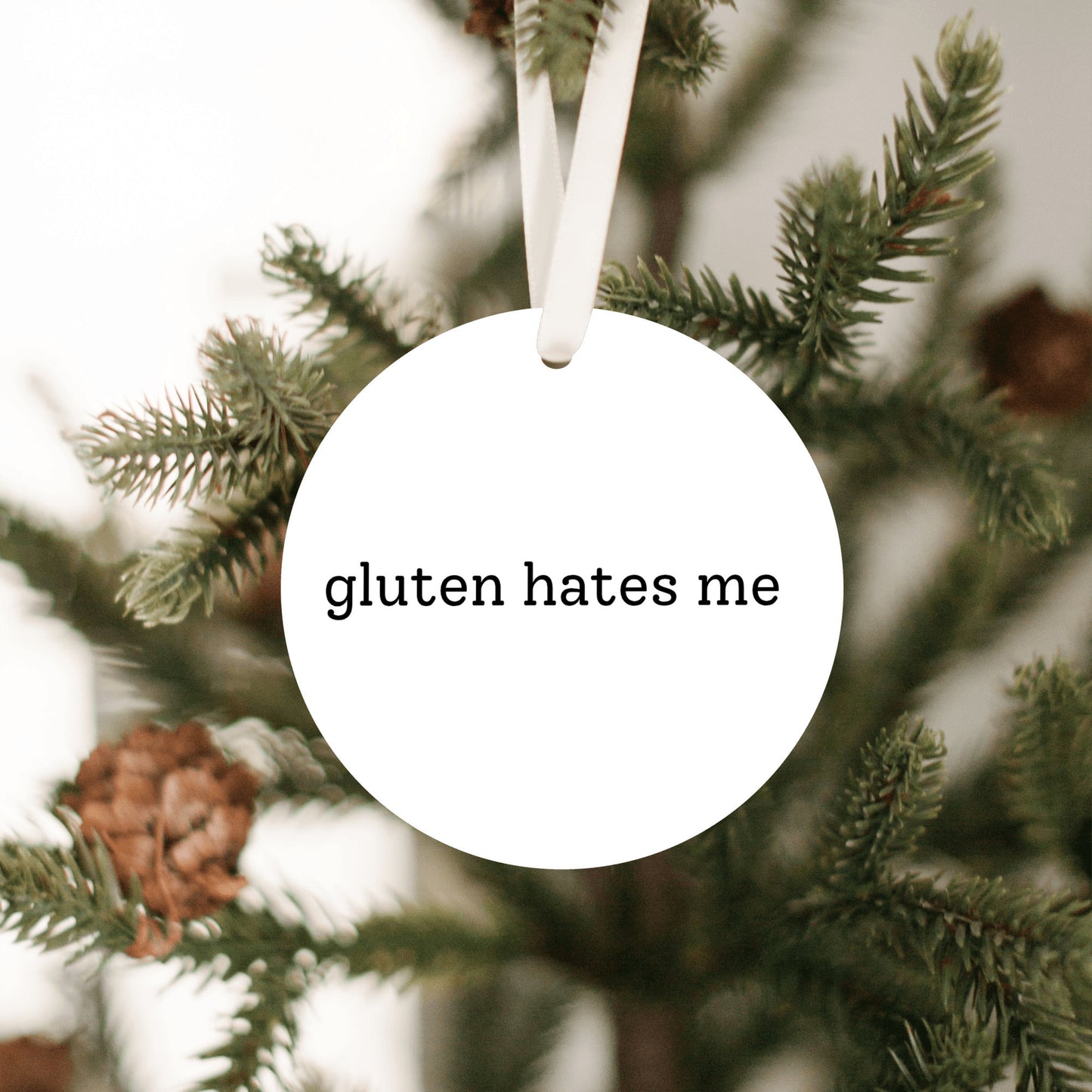 Gluten Hates Me Christmas Ornament • Funny Food Allergy Ornament • Celiac Humor Gift • Gluten Free Ornament • Holiday Tree Decor • Gag Gift Ornament