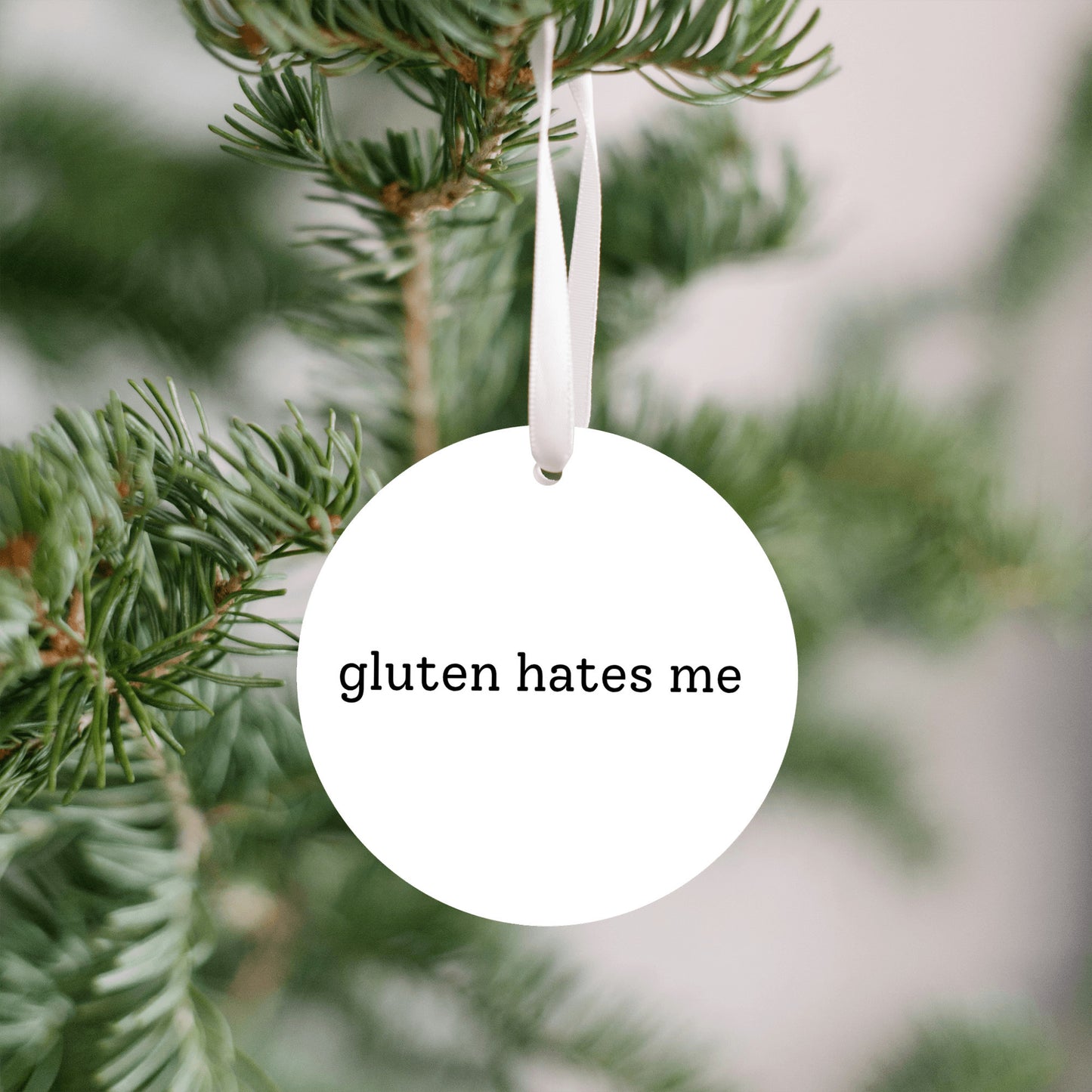 Gluten Hates Me Christmas Ornament • Funny Food Allergy Ornament • Celiac Humor Gift • Gluten Free Ornament • Holiday Tree Decor • Gag Gift Ornament