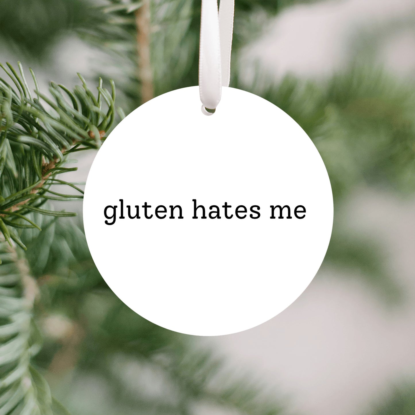 Gluten Hates Me Christmas Ornament • Funny Food Allergy Ornament • Celiac Humor Gift • Gluten Free Ornament • Holiday Tree Decor • Gag Gift Ornament