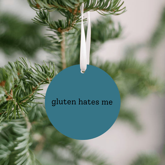 Gluten Hates Me Christmas Ornament • Funny Food Allergy Ornament • Celiac Humor Gift • Gluten Free Ornament • Holiday Tree Decor • Gag Gift Ornament