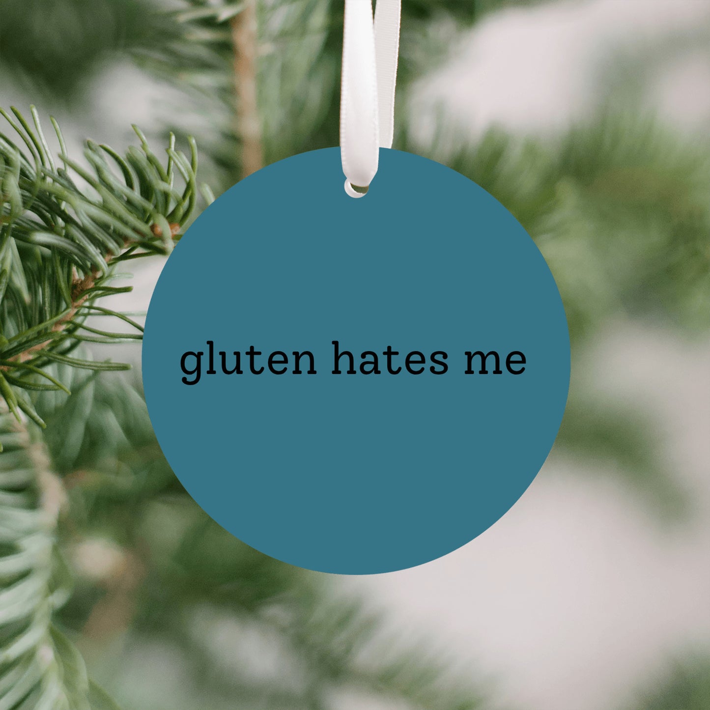 Gluten Hates Me Christmas Ornament • Funny Food Allergy Ornament • Celiac Humor Gift • Gluten Free Ornament • Holiday Tree Decor • Gag Gift Ornament