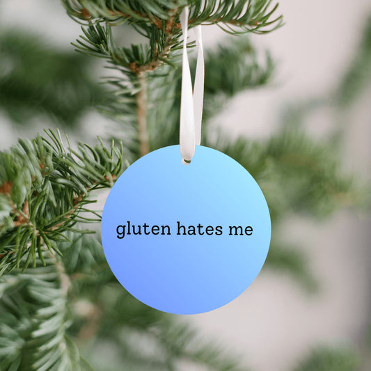 Gluten Hates Me Christmas Ornament • Funny Food Allergy Ornament • Celiac Humor Gift • Gluten Free Ornament • Holiday Tree Decor • Gag Gift Ornament
