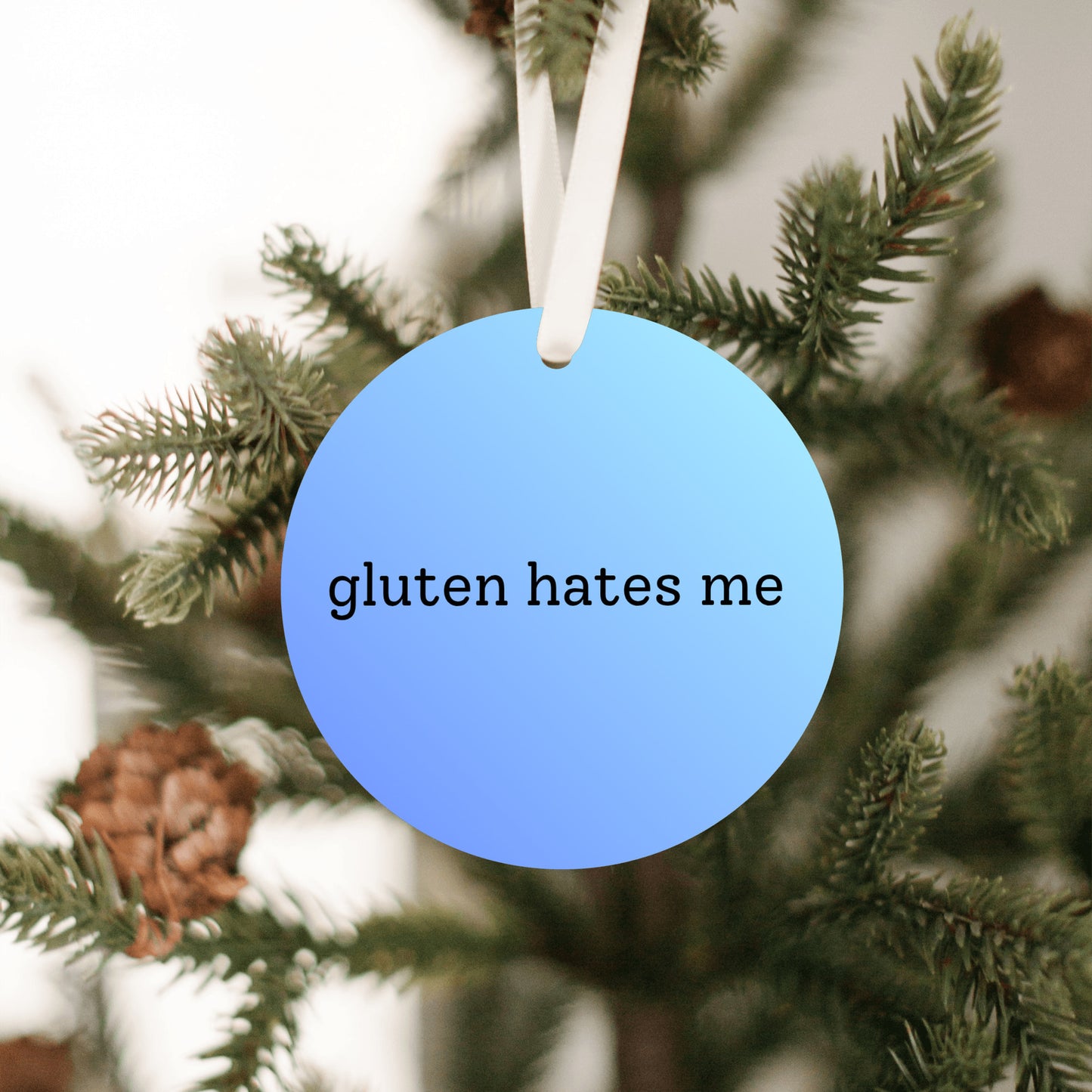 Gluten Hates Me Christmas Ornament • Funny Food Allergy Ornament • Celiac Humor Gift • Gluten Free Ornament • Holiday Tree Decor • Gag Gift Ornament