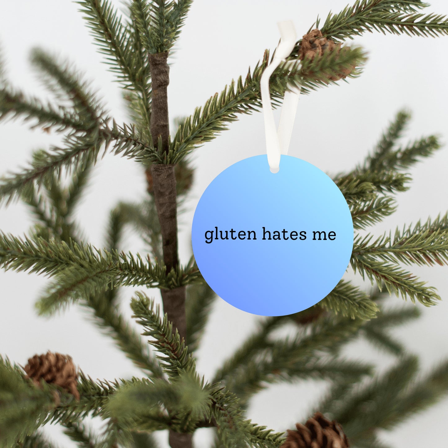 Gluten Hates Me Christmas Ornament • Funny Food Allergy Ornament • Celiac Humor Gift • Gluten Free Ornament • Holiday Tree Decor • Gag Gift Ornament
