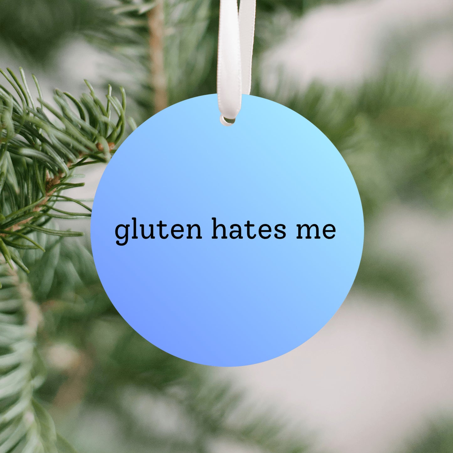 Gluten Hates Me Christmas Ornament • Funny Food Allergy Ornament • Celiac Humor Gift • Gluten Free Ornament • Holiday Tree Decor • Gag Gift Ornament