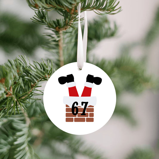 2025 Trend “67” Christmas Ornament • Funny Viral Trend Ornament • Holiday Tree Decor • Gift for Friends • Round Plastic Ornament • Made in USA