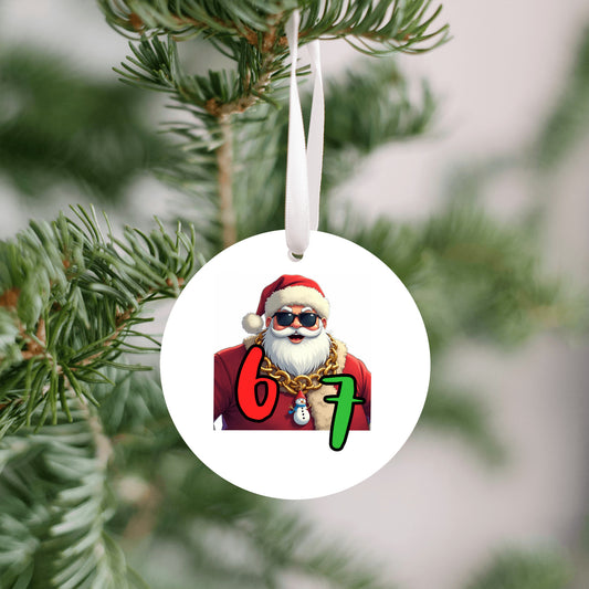 “67” Christmas Ornament • Funny Viral Trend Ornament • Holiday Tree Decor • Gift for Friends • Round Plastic Ornament • Made in USA